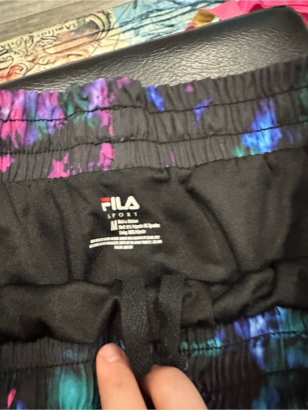 FILA Sport Black Tie-Dye Waistband Shorts